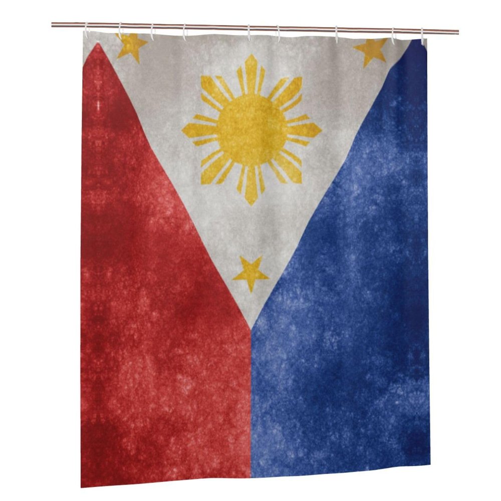 WOLEN The Philippines Flag Shower Curtain Set with 12 Hooks Plastic Material 72x60 Inch