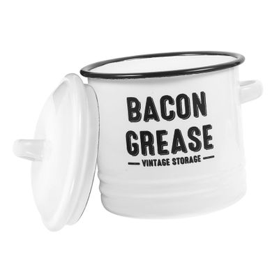 ABOOFAN Vintage Enamel Pot Lid Multi-functional Container for Soup Sauces and Bacon Grease Practical Kitchen Storage for Home Cooking
