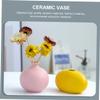 Cabilock 2pcs Nordic Style Ceramic Flower Vase Minimalist Home Decor for Living Room Bedroom and Office Decorative Flower Holders Pink and Yellow Elegant Table Centerpiece view 2