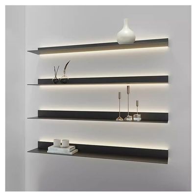 Versatile Floating Wall Shelves With LED Lights - Black, Metal Wall Mounted Light-Emitting Bookshelf, Wall Decor Lighted Display Stand, Hanging Shelf With Lights ( Color : Black , Size : 3PCS-60x20cm