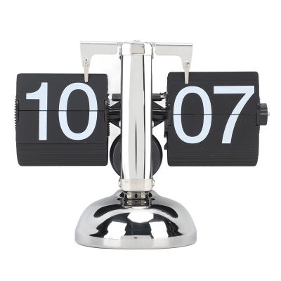 CDQL Retro 304 Stainless Steel Flip Clock,Modern Digital Mechanical Flip Clock,Battery Powered Internal Gear Operated Clock,Home Decor for Office Home 24 Hours (Black Page)