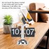 CDQL Retro 304 Stainless Steel Flip Clock,Modern Digital Mechanical Flip Clock,Battery Powered Internal Gear Operated Clock,Home Decor for Office Home 24 Hours (Black Page) view 4