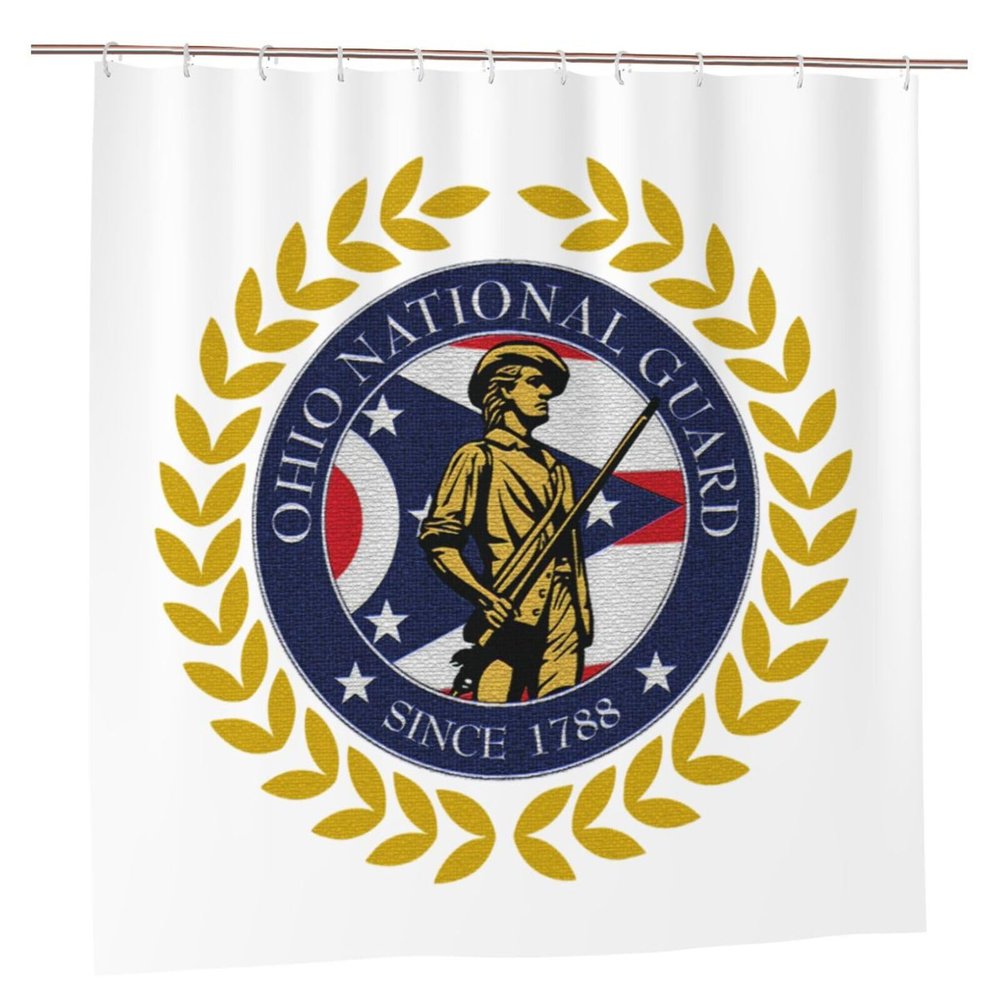 WOLEN Ohio National Guard Shower Curtain Set with 12 Hooks Plastic Material 72x72 Inch