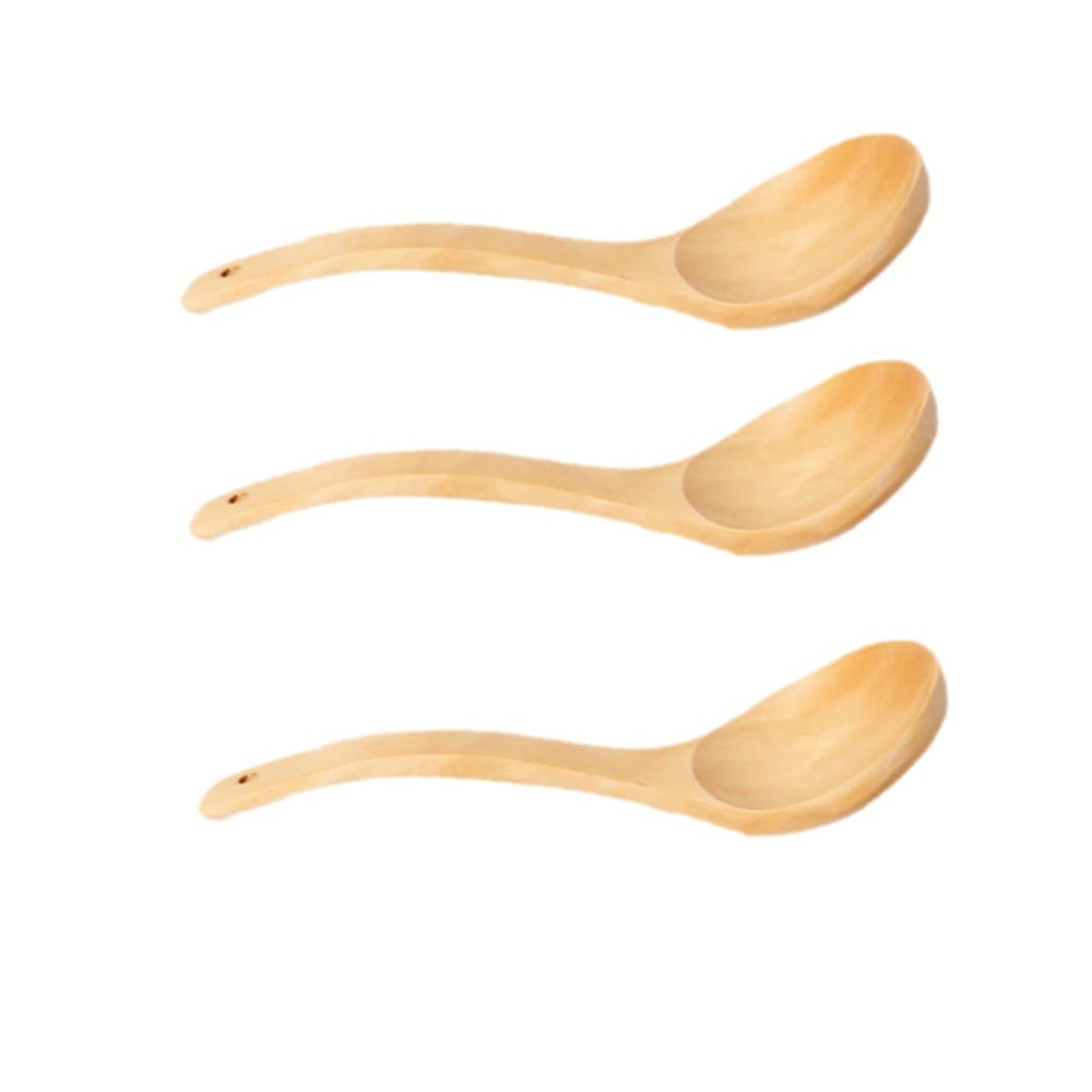 DECHOUS 3pcs Wooden Serving Spoon Soup Spoons Stirring for Buffet Solid Wood Kitchen Utensils