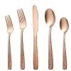 ONUIFIKE Silverware Set, 5/20/30/40 Pieces Square Handle Hammered Stainless Steel Tableware Hammered Steak Knife, Fork And Spoon Cutlery Set, Home Cutlery Flatware Set (Color : Rainbow, Size : 4Set view 3