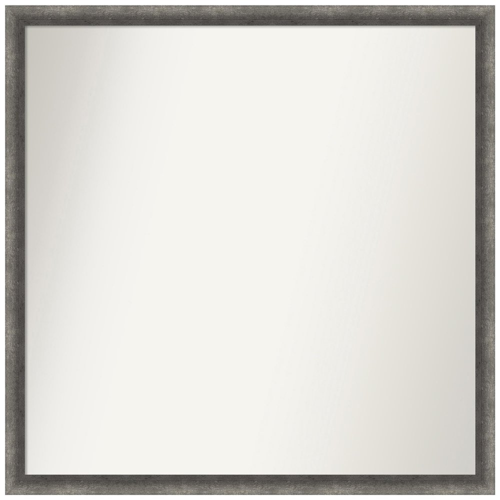 Amanti Art Grey Bathroom Mirror for Over Sink, 33x34 Custom Made Burnished Concrete Narrow Rectangle Vanity Mirror, Large Modern Wood Frame, Hangs Horizonally and Vertically, Wall Decor