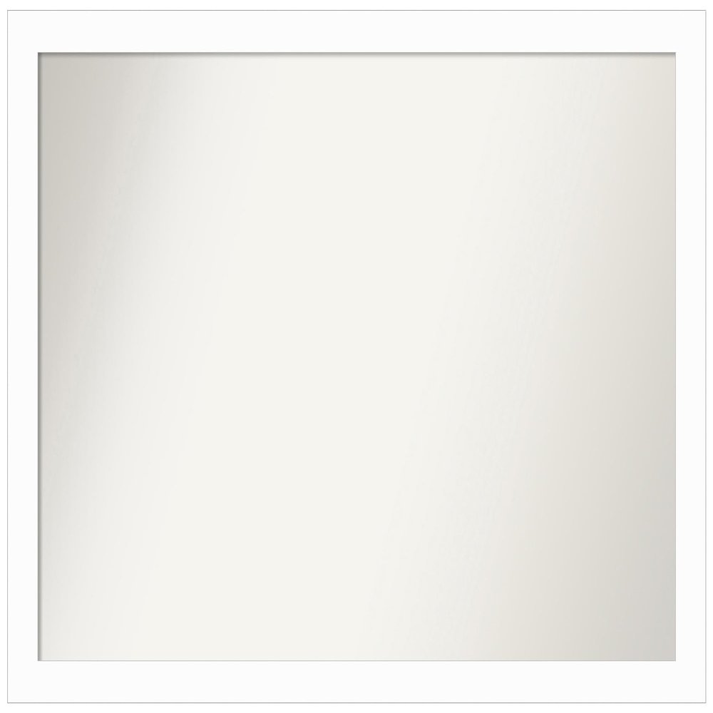 Amanti Art White Bathroom Mirror for Over Sink, 32x45 Custom Made Basic White Narrow Rectangle Vanity Mirror, Oversize Casual Wood Frame, Hangs Horizonally and Vertically, Wall Decor