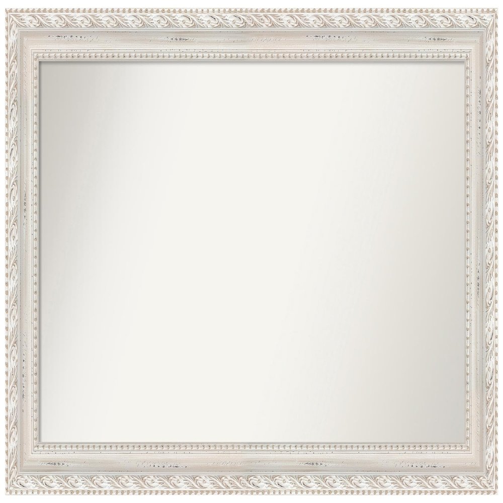 Amanti Art White Bathroom Mirror for Over Sink, 29x46 Custom Made Opera Off White Rectangle Vanity Mirror, Large Traditional Wood Frame, Hangs Horizonally and Vertically, Wall Decor