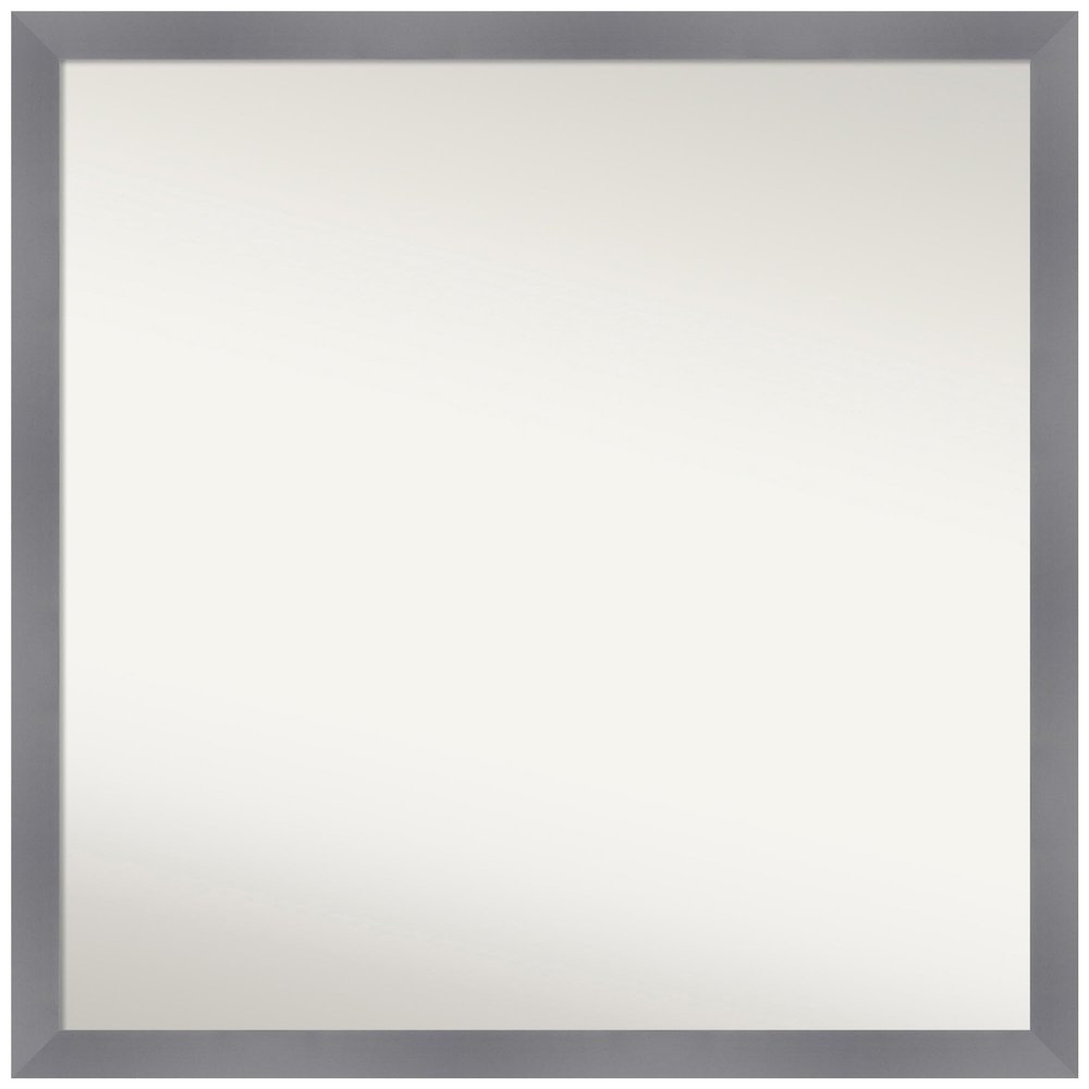 Amanti Art Grey Bathroom Mirror for Over Sink, 32x32 Custom Made Edwin Grey Square Vanity Mirror, Large Casual Wood Frame, Hangs Horizonally and Vertically, Wall Decor