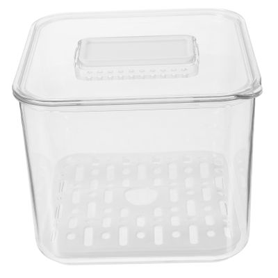 ABOOFAN Vegetable Storage Box with Drain Tray Transparent Food Container for Refrigerator Organization for Fruits and Veggies Space-saving Design Airtight Seal for Freshness