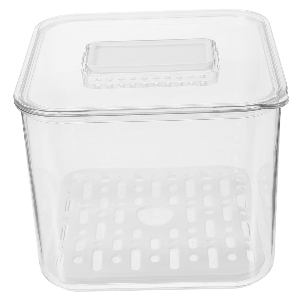 ABOOFAN Vegetable Storage Box with Drain Tray Transparent Food Container for Refrigerator Organization for Fruits and Veggies Space-saving Design Airtight Seal for Freshness