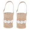 Alipis 2pc Small Linen Bag Boho Flower Girl Basket for Wedding Party Favor Rustic Dec view 1