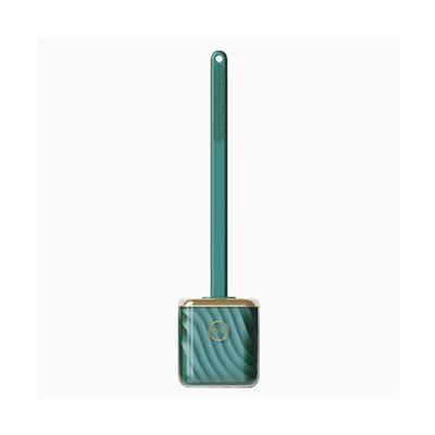 SUREK Soft Wall-Mounted Floor-Standing Dual-use Type Toilet Brush with Silicone Bristles Toilet Brush and Holder Deep Cleaning Reusable, Green