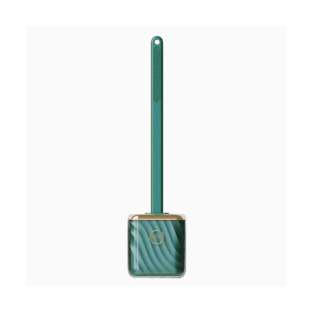 SUREK Soft Wall-Mounted Floor-Standing Dual-use Type Toilet Brush with Silicone Bristles Toilet Brush and Holder Deep Cleaning Reusable, Green