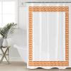 ZOE STORE Shower Curtains for Bathroom Accessories, Orange Geometric Polyester Fabric Bathtub Curtain with 12 Hooks, Modern Key Greek Design Abstract Art Waterproof Shower Curtains 66 x 72 Inches view 1