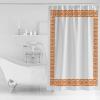 ZOE STORE Shower Curtains for Bathroom Accessories, Orange Geometric Polyester Fabric Bathtub Curtain with 12 Hooks, Modern Key Greek Design Abstract Art Waterproof Shower Curtains 66 x 72 Inches view 3