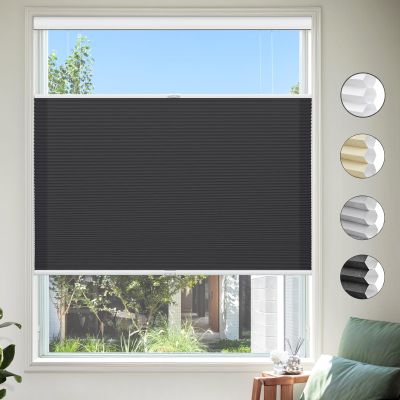 UrMoon Top Down Bottom Up Cellular Shade Cordless Cellular Shade for Windows Blinds Thermal Insulated Honeycomb Blinds for Indoor Windows (Light Filtering - Black, 46.5" W x 64" H)