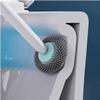 SUREK Soft Wall Mounted Toilet Brush Long Handle Silicone Brush and Holder Toilet Cleaning Brush Rotating Brush Head for Bathroom Reusable, Gray view 3