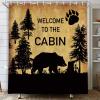 MERCHR Country Style Bear Shower Curtain, Wild Animal Forest Decor Rustic Cabin Shower Curtains Bathroom Waterproof Cloth 71 X 84 Inch, Hooks Included view 3