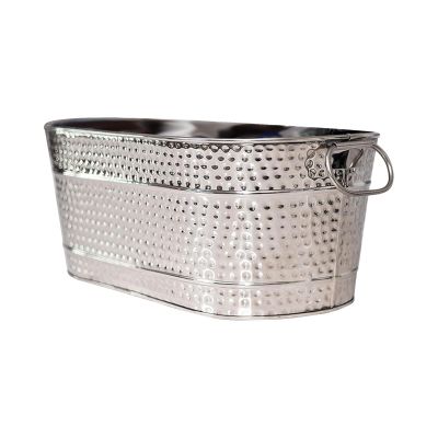 Qianly Ice Bucket Galvanized Tub with Handle for Parties Rustic Beer Tub Ice Tub for Champagne Beer Wine Cooling Drinks Cocktail