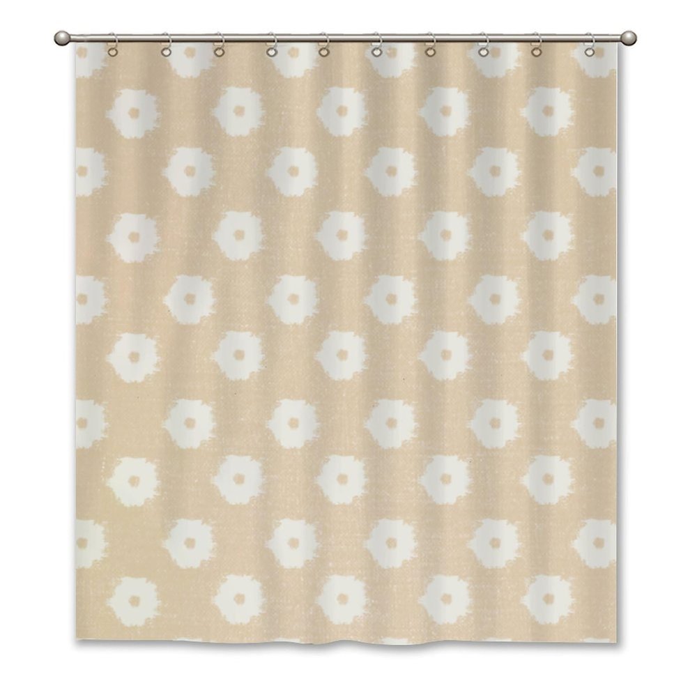 60x72 Shower Curtain Set with Curtain Hooks - Shower Curtain for Bathroom - Timur Weave in Light Brown Background Shower Curtain Polyester Fabric - Vintage Shower Curtains with Holes Lightweight