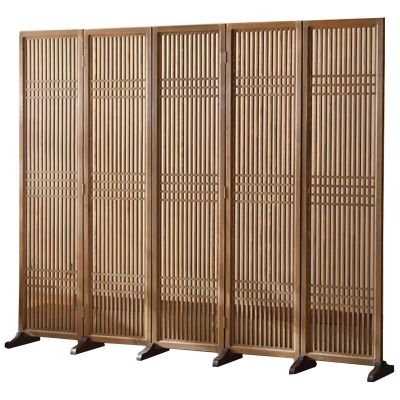 2 3 4 5 6 8 10 Panel Wooden Room Divider Wall Fencing, Folding Room Partition Privacy Screens with Detachable Base, for Home Hotel Office Porch, 180cm 200cm Tall ( Color : 5 panels , Size : High 180cm