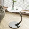 Sleek Nordic Metal Side Table  Modern Minimalist Coffee Table for Living & Bedroom Light Brown/White view 2
