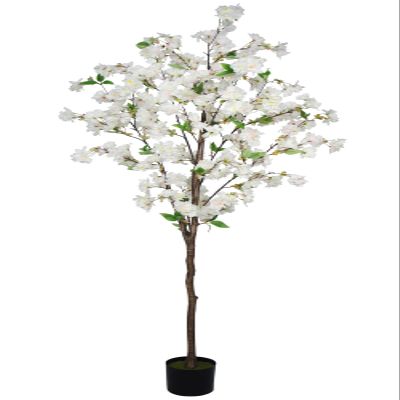 6FT Artificial Cherry Blossom Tree, Lifelike White Cherry Plant in Pot for Indoor, Garden, Office, Wedding & Party Decoration