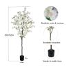 6FT Artificial Cherry Blossom Tree, Lifelike White Cherry Plant in Pot for Indoor, Garden, Office, Wedding & Party Decoration view 3