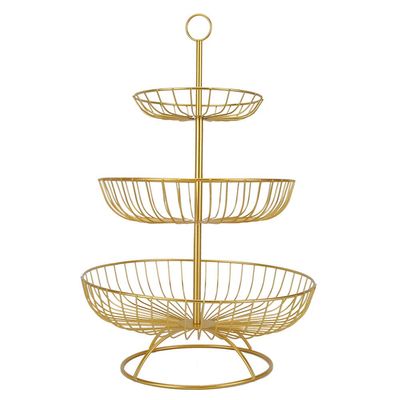 3 Tier Fruit Basket Bowl Fruit Basket Countertop Metal Fruit Stand Holder Metal Fruit Bowl Stand Holder Organizer for Fruits Snacks Vegetables (Gold)