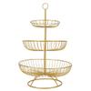 3 Tier Fruit Basket Bowl Fruit Basket Countertop Metal Fruit Stand Holder Metal Fruit Bowl Stand Holder Organizer for Fruits Snacks Vegetables (Gold) view 1