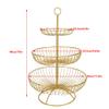 3 Tier Fruit Basket Bowl Fruit Basket Countertop Metal Fruit Stand Holder Metal Fruit Bowl Stand Holder Organizer for Fruits Snacks Vegetables (Gold) view 2