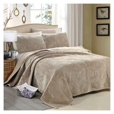 QuKan Bed, 3pcs High-end Velvet and Cotton Bedspread on The Bed Cover Quilted Blanket Couple Bed Quilt Double Sided bedspreads and coverlets, MM-102