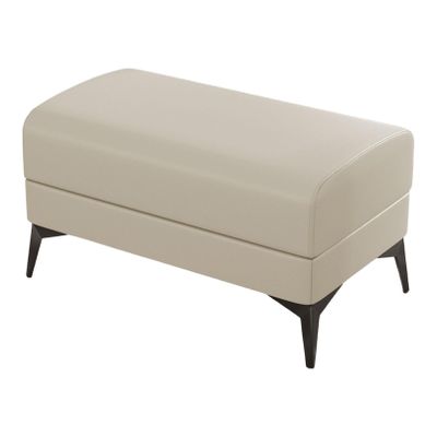 Bench Ottoman, Faux Leather Bedroom End of Bed Bench, Window Bench with Upholstered Seat and Black Metal Legs for Foot, Bedroom, Entryway, Living Room