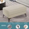 Bench Ottoman, Faux Leather Bedroom End of Bed Bench, Window Bench with Upholstered Seat and Black Metal Legs for Foot, Bedroom, Entryway, Living Room view 3