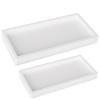 Bathroom Tray, Small Vanity Tray Silicone Soap Dish Sponge Holder Kitchen Sink Organizer Bathroom Accessories for Countertop, Toilet, Shower, 2 Pack, White view 1