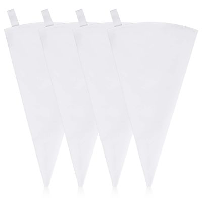 4 Pack 16" Reusable Pastry Piping Bags, Cloth Cake Decorating, White Cloth Frosting Bags, Icing Piping Bags Decorating Bags Icing Frosting Bags, White Hangable Piping Bags