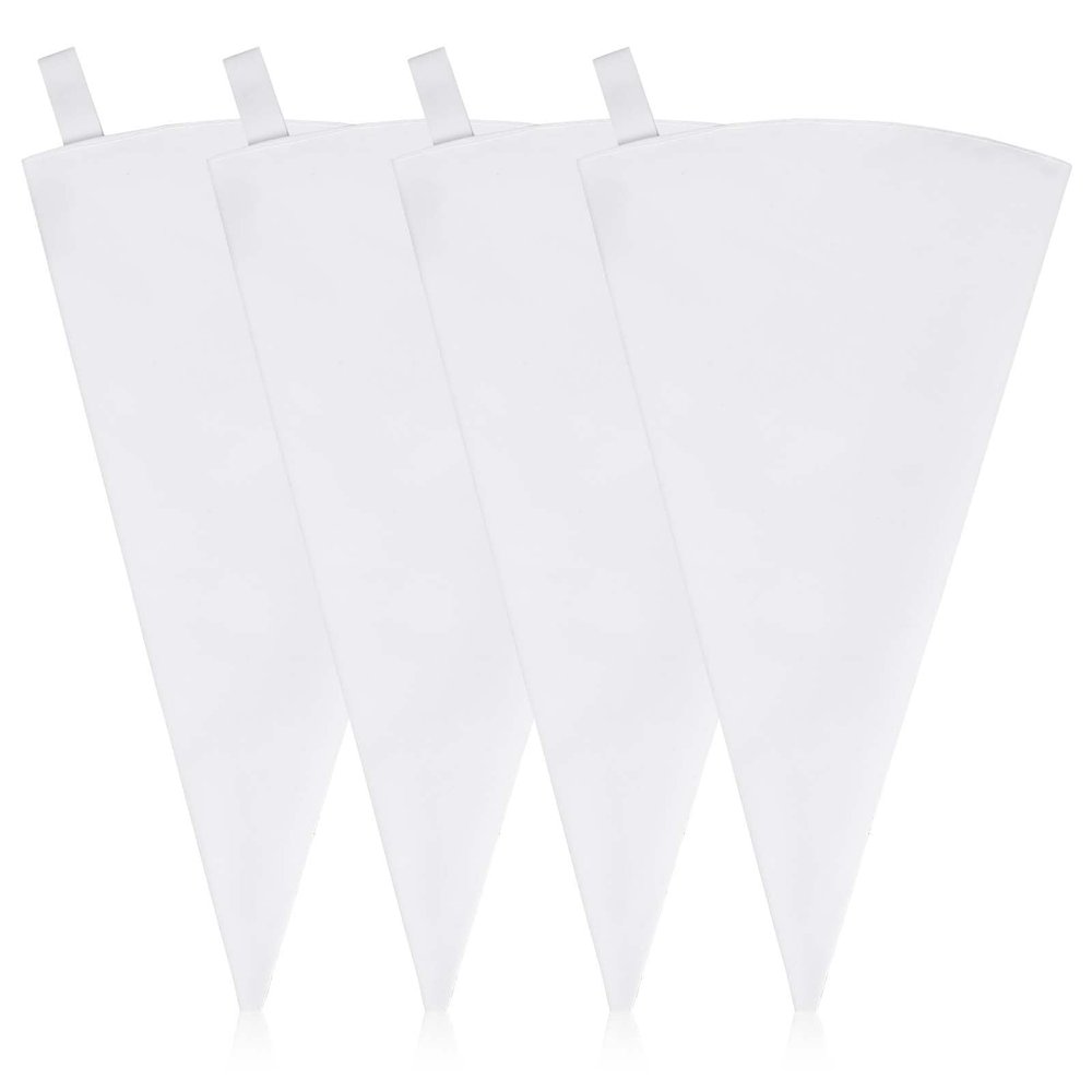4 Pack 16" Reusable Pastry Piping Bags, Cloth Cake Decorating, White Cloth Frosting Bags, Icing Piping Bags Decorating Bags Icing Frosting Bags, White Hangable Piping Bags