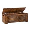 DINZI LVJ Storage Chest, 43.3 Wooden Toy Box with 2 Safety Hinges, Retro Entryway Shoe Storage Bench with Flip-Top, Sturdy Large Storage Trunk for Living Room, Bedroom, Easy Assembly, Rustic Brown view 1