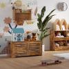 DINZI LVJ Storage Chest, 43.3 Wooden Toy Box with 2 Safety Hinges, Retro Entryway Shoe Storage Bench with Flip-Top, Sturdy Large Storage Trunk for Living Room, Bedroom, Easy Assembly, Rustic Brown view 2