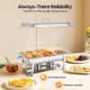 HAPPCUCOE 9.5 Quart Chafing Dish Buffet Set,Stainless Steel Buffet Servers and Warmers with 3 Food Trays for Restaurants, Cafeterias, Hotels, Parties,Silver view 4