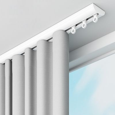 Ceiling Curtain Track Set, WhiteBlackaluminum Ceiling Track For Curtains, Curtain Track Ceiling Mount, Double Axle Pulleys, Strong Load-bearing, For Living Room Bedroom Room Divider (Color : White