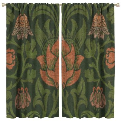 GoDazzling Vintage Bohemia William Morri Plant Flowers Blackout Window Curtains, Abstract Art Retro Plants Pattern Print Window Drapes, for Bedroom Living Room 31.5(W)*72(L) 2 Panels