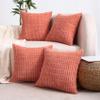 All Smiles Decorative Coral Throw Pillow Covers 22x22 Set of 4 Farmhouse Rustic Boho Home Decor Soft Plush Striped Corduroy Square Cushion Case for Living Room Couch Bed Sofa view 1