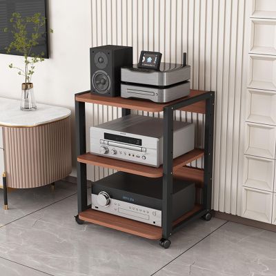 AErosx Movable AV Media Stand Corner Shelf for Record Player, Corner TV Cabinet with Adjustable Shelves Rack, Mounted Audio Tower, with Wheels, 4 Colors (Color : C)