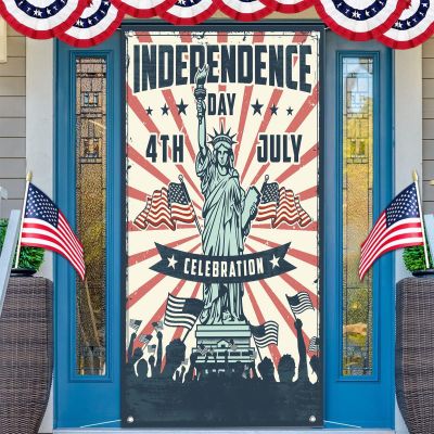 4th of July Banner Decoration - Patriotic Themed Party Door Cover Independence Day Front Door Frame Banner Curtain for Veterans Day Memorial Day Door Covers Party Supplies (style_09)