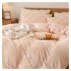 Tufted Duvet Cover, 3 Pieces Boho Bedding Sets Compatible with Shabby Chic Home, Microfiber Soft & Breathable Textured Comforter Cover Set with Zipper Closure Corner Ties,Bed Sheets (Pink Queen) view 3