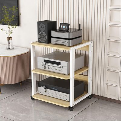 AErosx Movable AV Media Stand Corner Shelf for Record Player, Corner TV Cabinet with Adjustable Shelves Rack, Mounted Audio Tower, with Wheels, 4 Colors (Color : D)