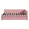 Harper & Bright Designs Full Size Upholstered Daybed with Trundle Sofa Bed Frame for Boys Girls Kids Adults Toddler No Box Spring Needed, Linen Fabric(Pink) view 4