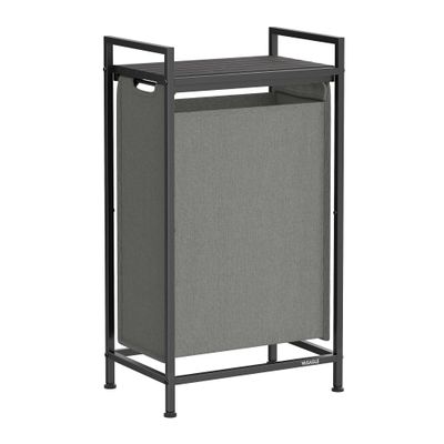VASAGLE Laundry Hamper, Laundry Basket, Laundry Sorter with a Pull-Out and Removable Bag, Shelf, Metal Frame, 12.4 Gallons (47 L), 16.5 x 11 x 29.5 Inches, Slate Gray and Charcoal Gray UBLH001G01